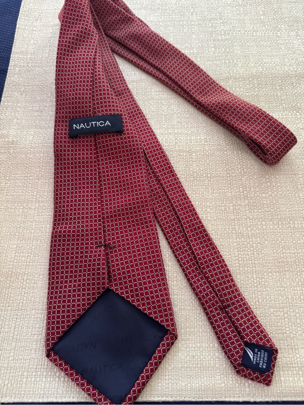 Nautica Red Geometric Silk Tie